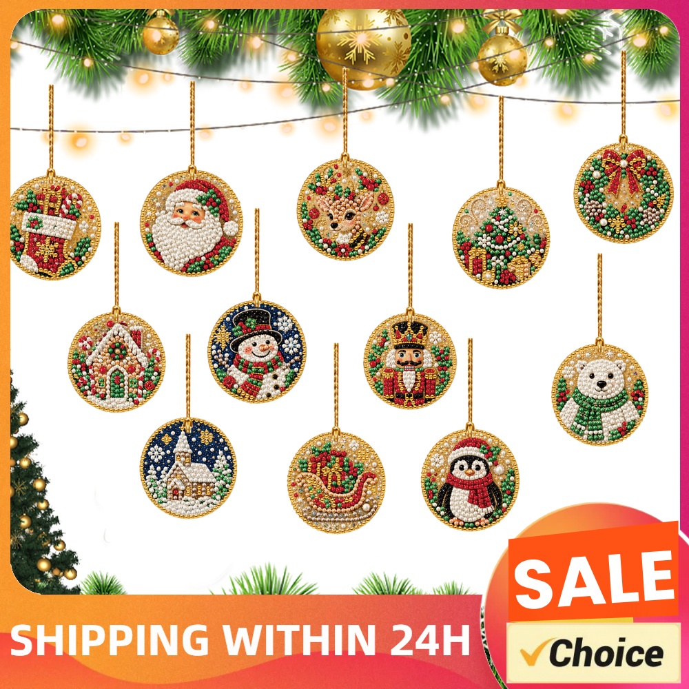 Art Craft For Adults - Acrylic Diamond Art Christmas Ornaments Kit
