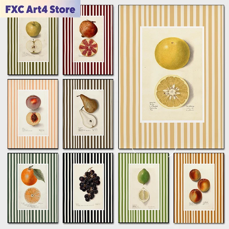 Art Craft Kitchen - Frameless Modern Farmhouse Kitchen Fruits Posters