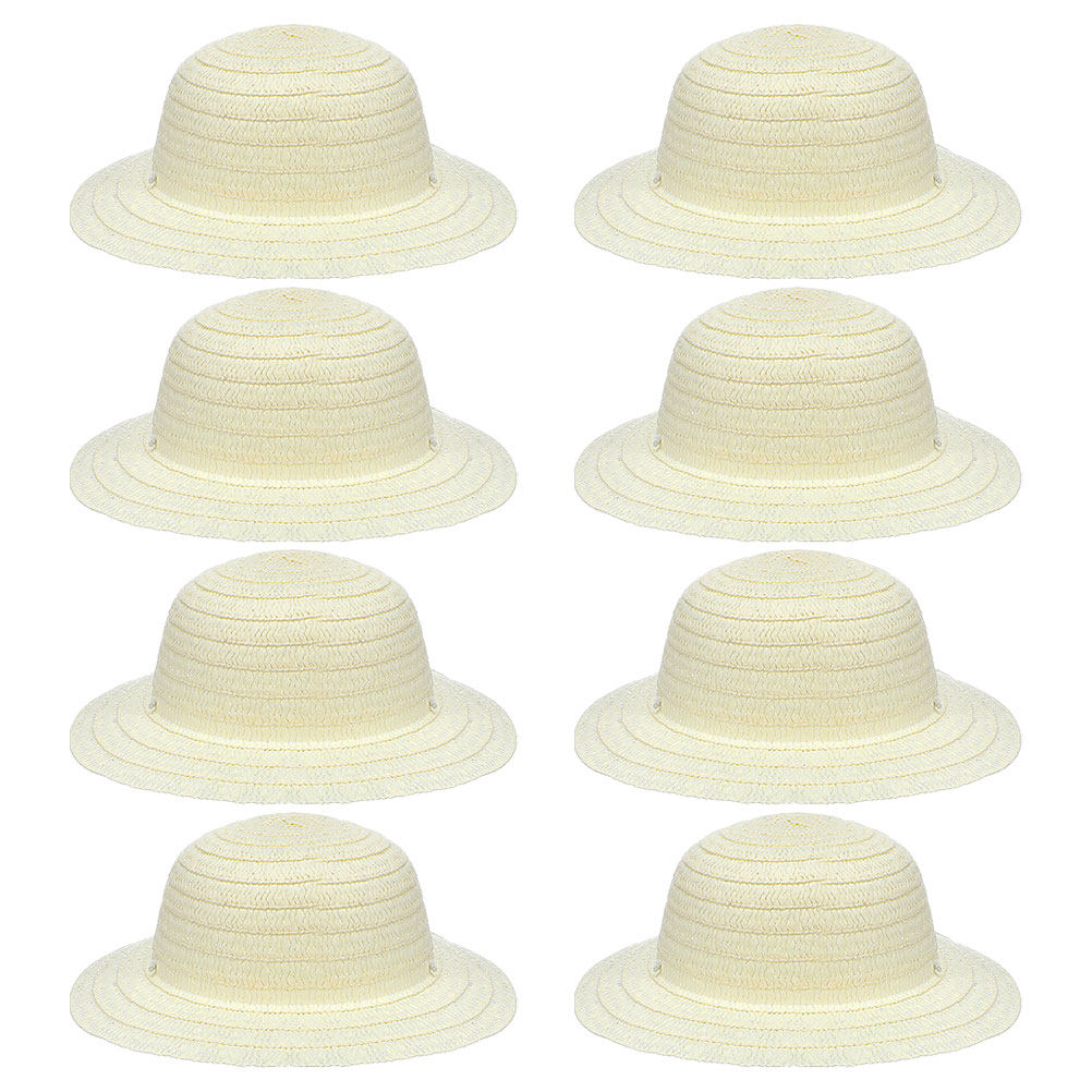 8Pcs White Blank Kids Straw Ha - Art Craft And Design review and price