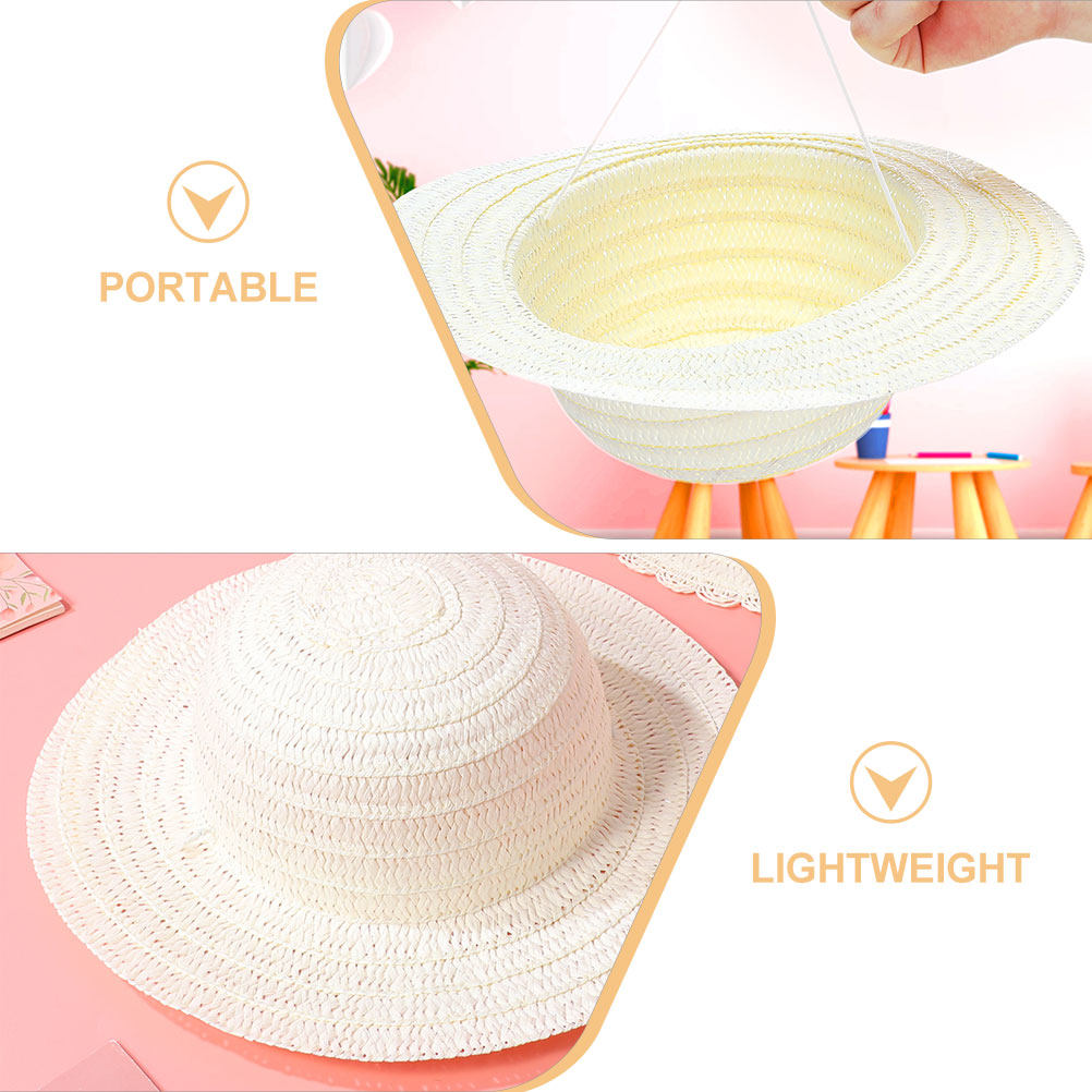 8Pcs White Blank Kids Straw Ha - Art Craft And Design review and price