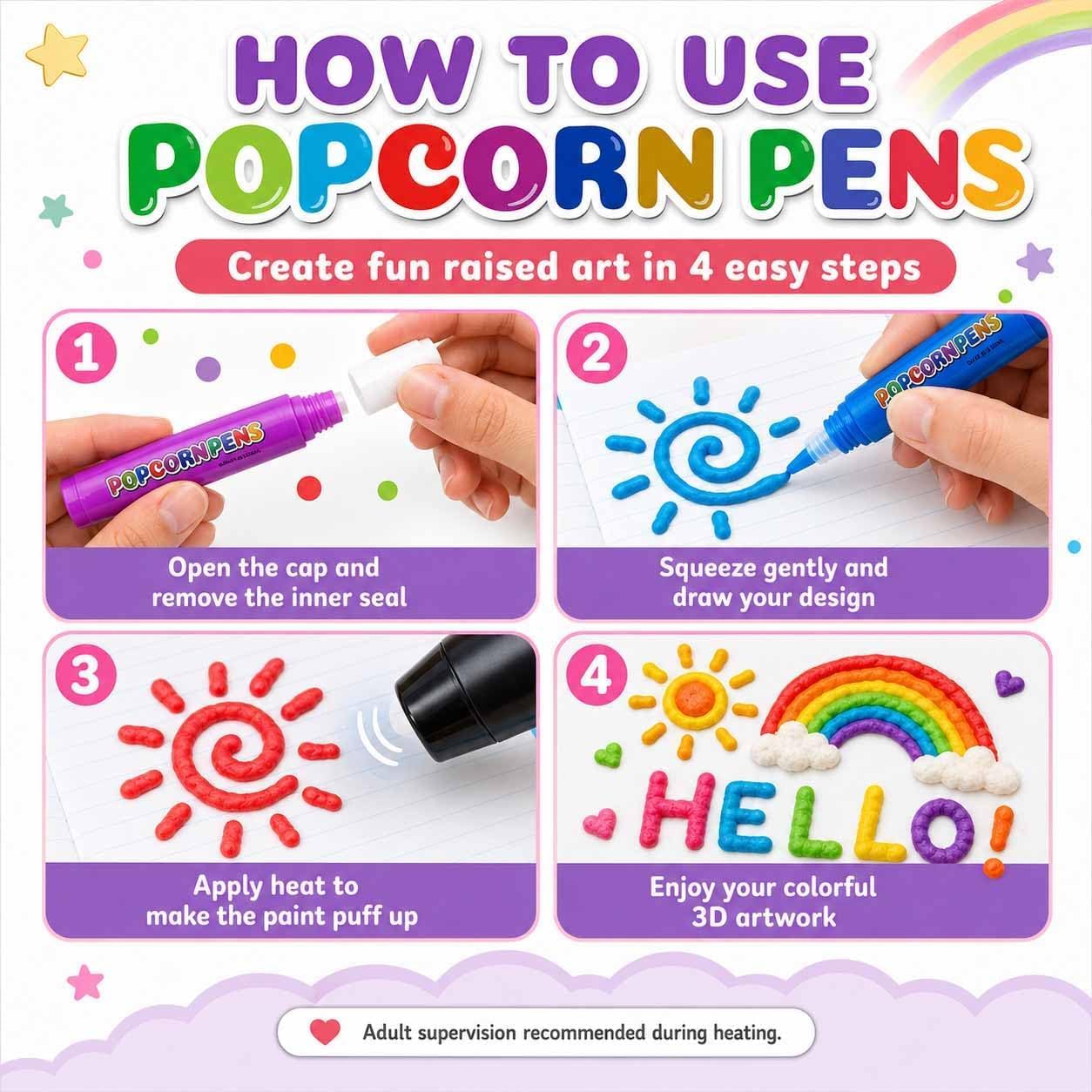 Magic Puffy Popcorn Pens 3D Pu - Art Craft Journals review and price